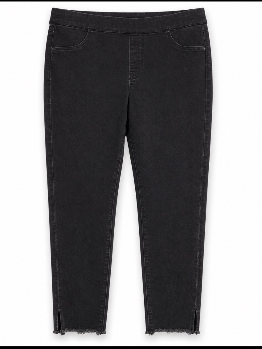Tribal Women's Black Jeans Audrey Mid Rise Ankle Jeggings Raw Hem